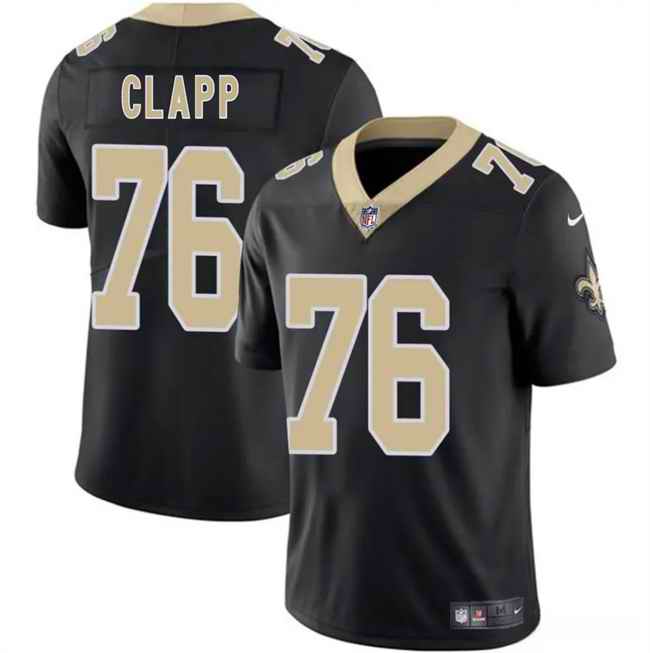 Men's New Orleans Saints #76 Will Clapp Black 2025 Vapor Limited Stitched Football Jersey